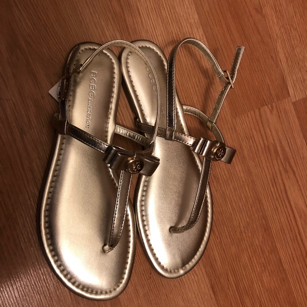 BCBG Gold Gladiator Sandals size 6 brand new